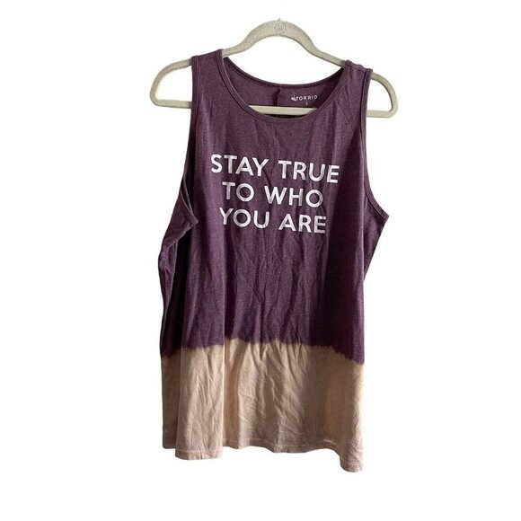 Torrid Wmn 2X Purple Dye Classic Fit Stay True To Who You Are Everyday Tank NWOT - Picture 2 of 9